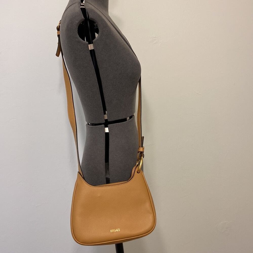 NWT MSRP$1,775 VERSACE Mini Medusa Hobo Tawny Brown Crossbody Bag Gold Chain - Picture 7 of 9